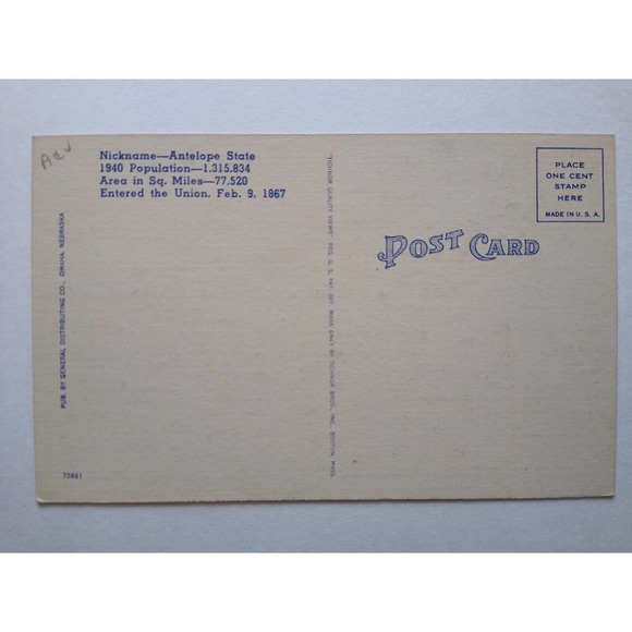 Greetings From Nebraska Postcard Large Letter Tichnor Unused Goldenrod Flower - Picture 2 of 2